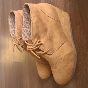 City Classified Tan Wedge Booties